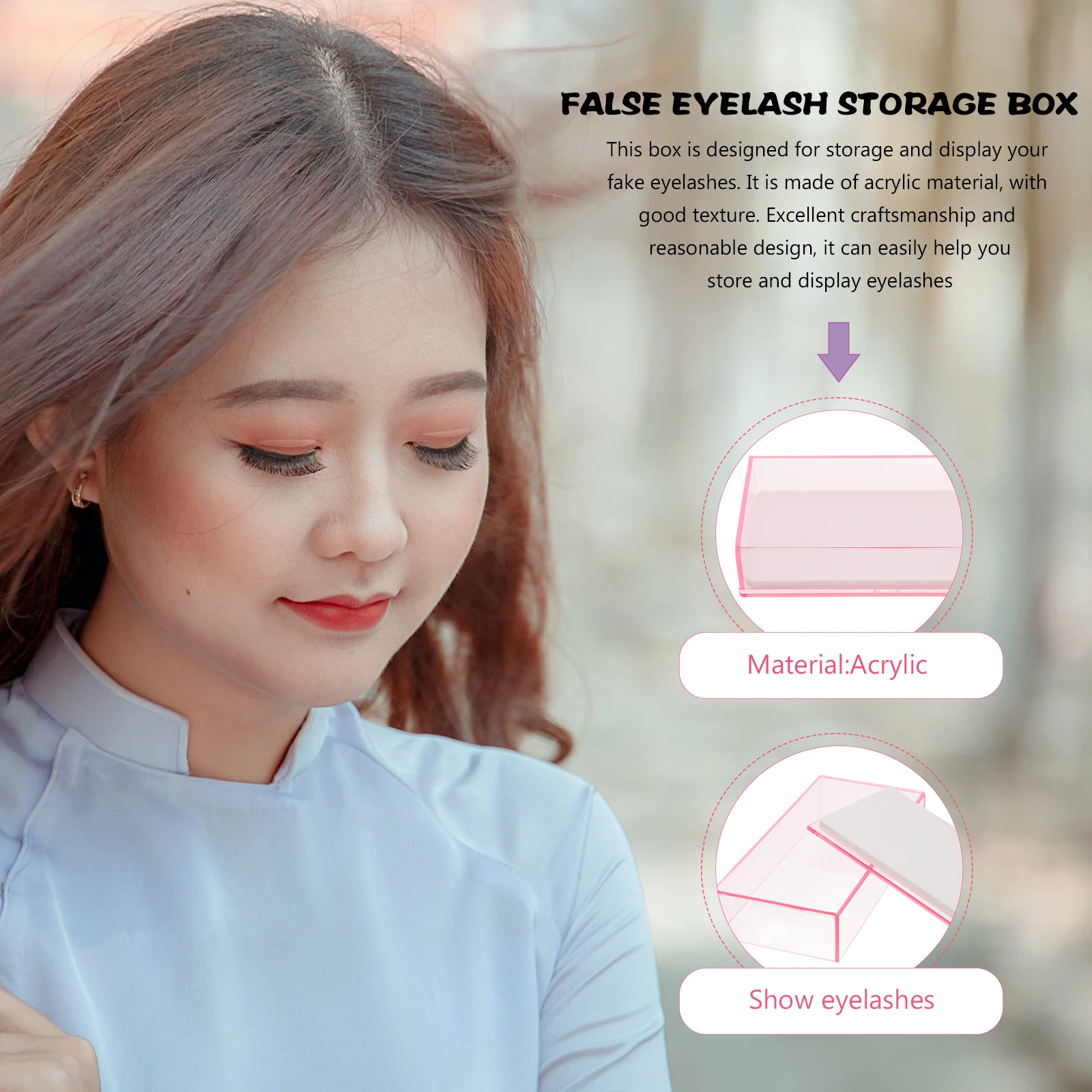 

Eyelash Storage Case Acrylic False Lash Holder Clear Organizer Box Lash Storage Container Makeup Eyelash Case