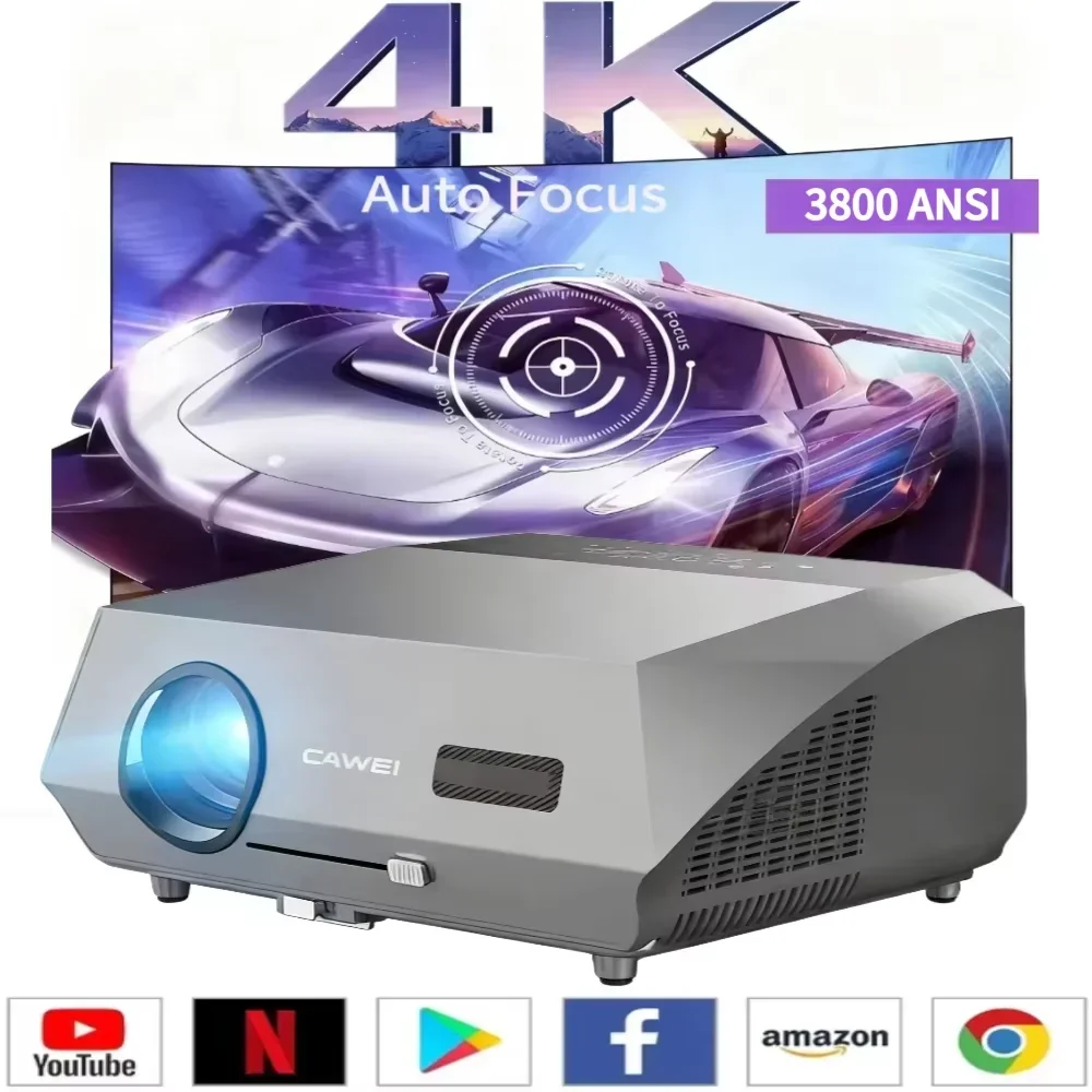4K Native Full HD Projector Android 3800 ANSI 2.4+5G WiFi WLAN Auto Focus TV Movies Video Projector Daytime Home Theater Beamer