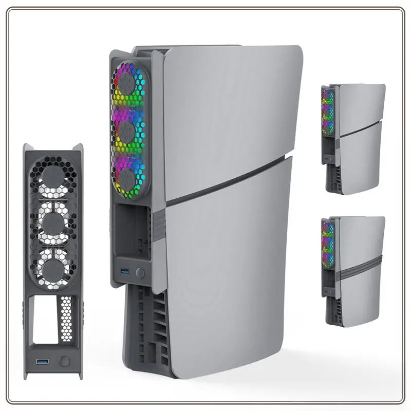 

Reliable-Universal Consoles Cooling Fan Intelligent Temperature Control Rear Fan With RGB Colorful Lights For PS5 Pro/PS5 Slim B