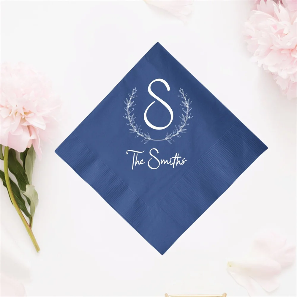 

50PCS Personalized Printed Wedding Napkins, Wedding Napkins, Customized Cocktail Napkin as Favors and Gifts, Custom Paper Weddin