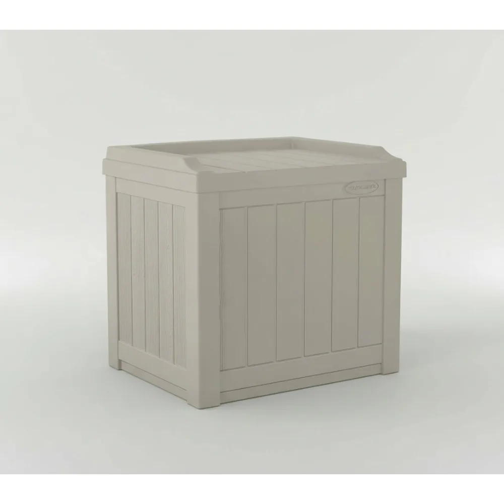 

22 Gallon Weatherproof Outdoor Storage Box with Seat - Light Taupe Resin Deck Box for Pool, Yard & Garden
