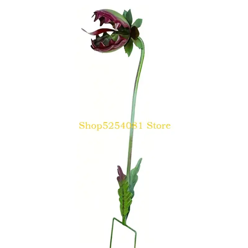 AXYC Rusty Carnivorous Flower Shape Metal Decorative Stakes Freestanding Outdoor Garden Decoration for Balcony Courtyards
