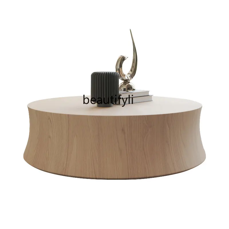 

zq round Solid Wood Tea Table Combination New High-End Minimalist