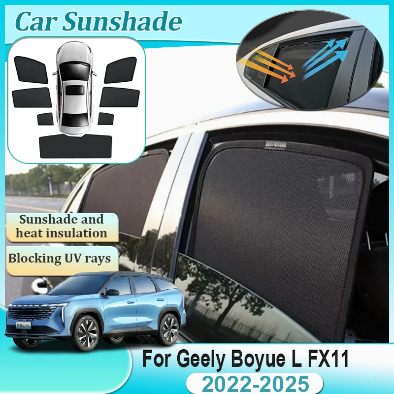 

For Geely Boyue L FX11 Starray Atlas 2022 2023 2024 2025 Windshield Magnetic Sunshade Pad Side Window Mesh Visor Car Accessories