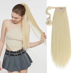 Julianna-extensiones de cabello sintético Kanekalon, postizos con Clip, color negro y Rubio, 28 pulgadas