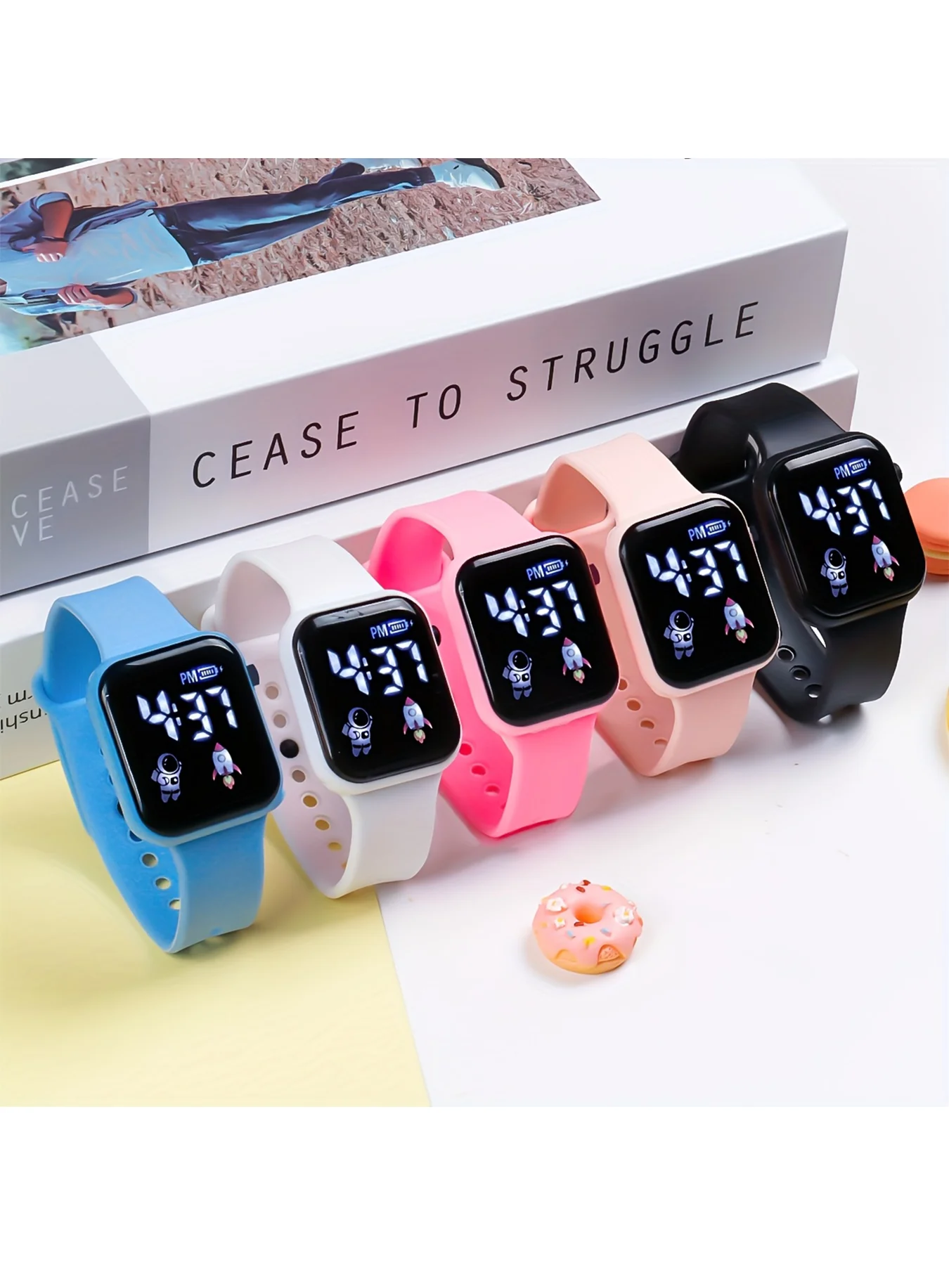 3pcs simple square unisex electronic watch with large LED digits, casual electronic wristwatch for students and teenagers, ideal