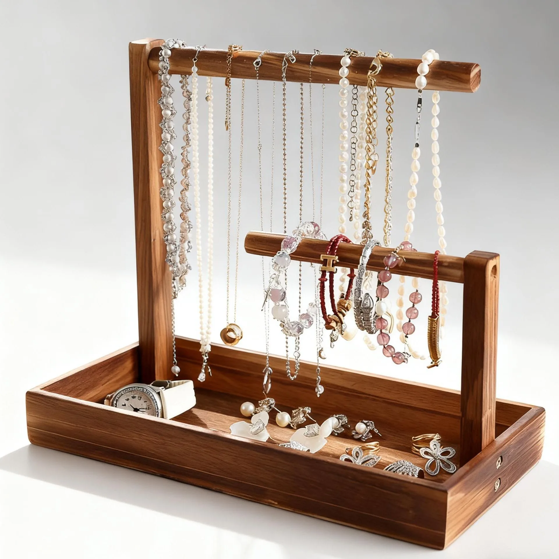 Solid Wood Retro - Jewelry Storage Display Rack for Bracelet Bead String Watch Antique Handicraft Home Organizer