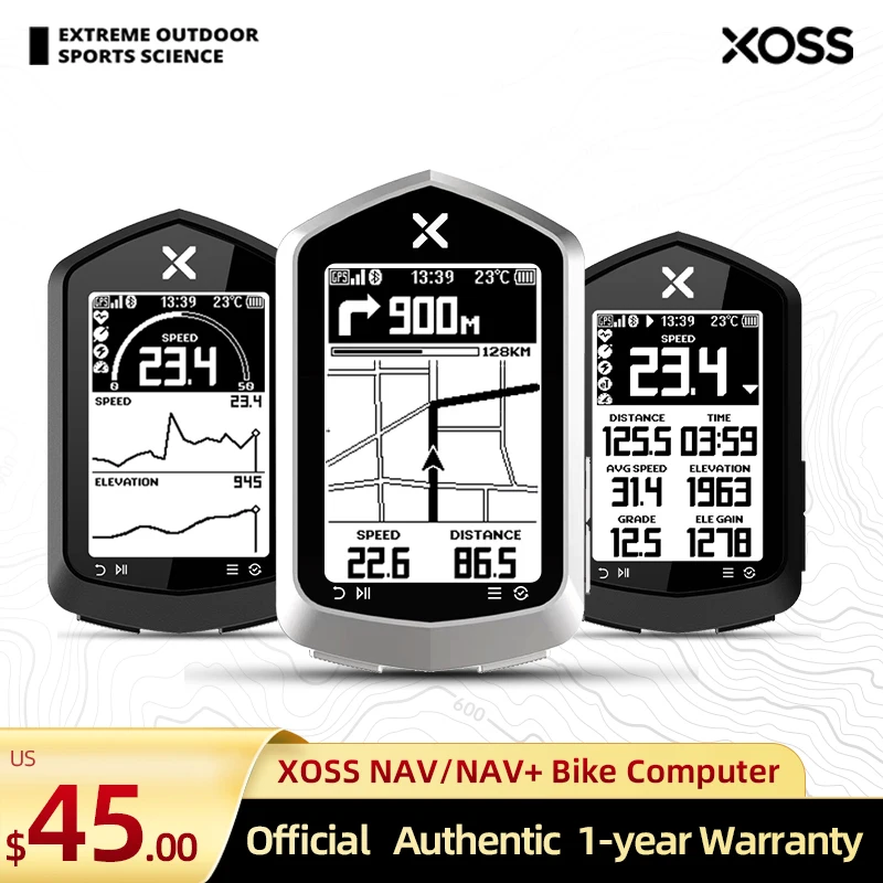 Xoss NAV Plus-Computador Ciclismo Sem Fio, Navegação GPS, Mapa do Velocímetro, À Prova D \'Água, Bluetooth ANT Além disso, Velocidade Cadência