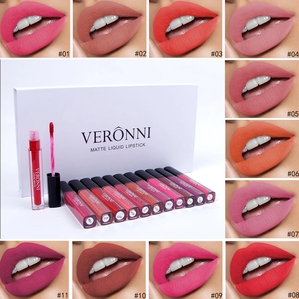 12pcs Velvet Matte Lip Gloss Gift Set Long-Lasting Waterproof Lip Mud  Assorted Colors Airy Texture For Makeup Kit Perfect Gifts