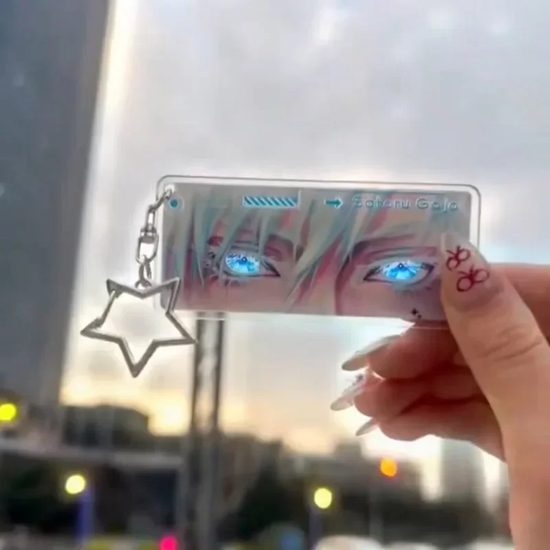 Jujutsu Kaisen Satoru Gojo المفاتيح المعلقات بطاقة شفافة التلميذ الإبداع أنيمي بطاقة شفافة الملحقات سلسلة مفاتيح