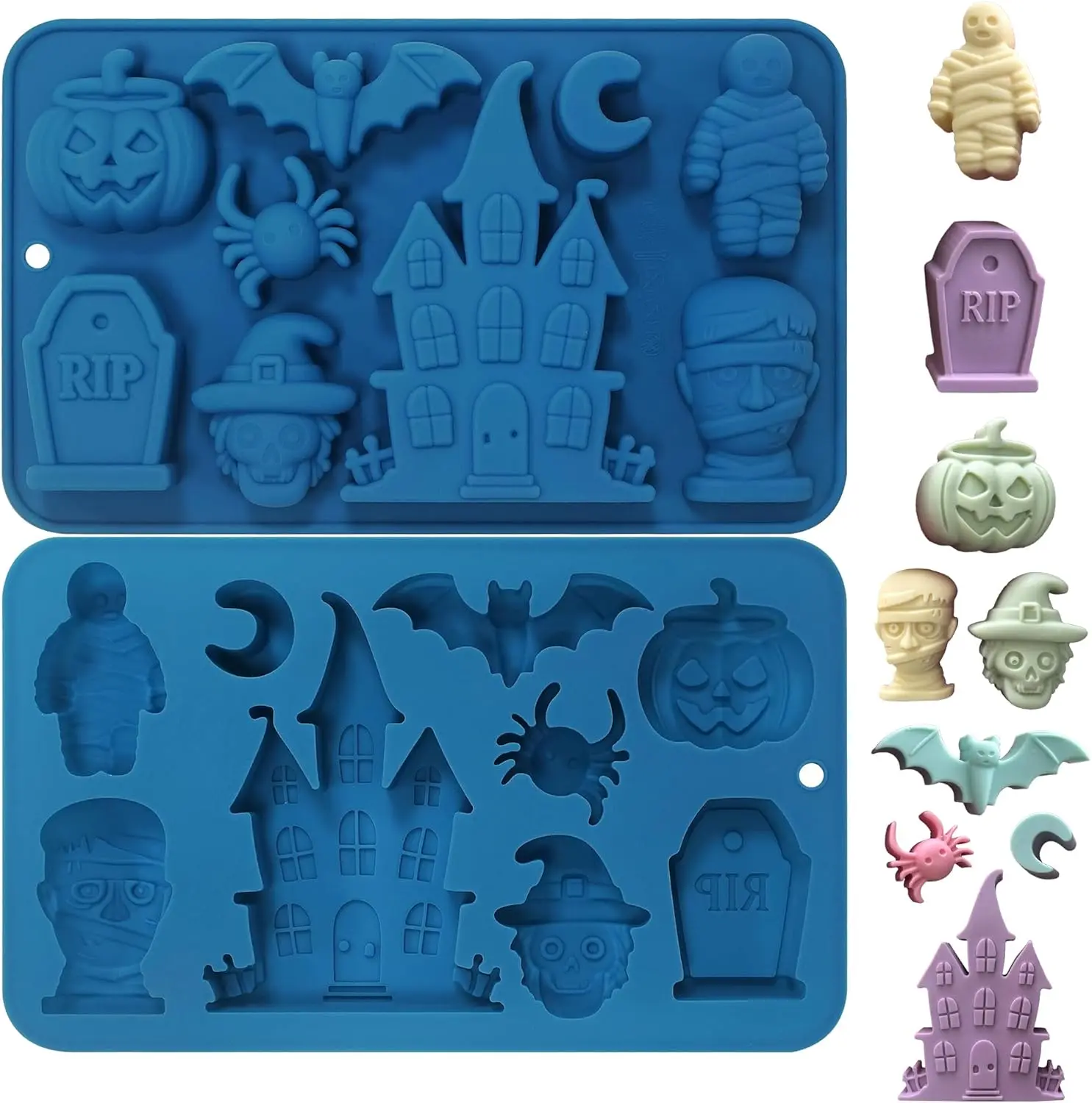 

Halloween Silicone Chocolate Candy Gummy Mold Castle Pumpkin Bat Spider Mold for Mousse Dessert Halloween Themed Cake Decor