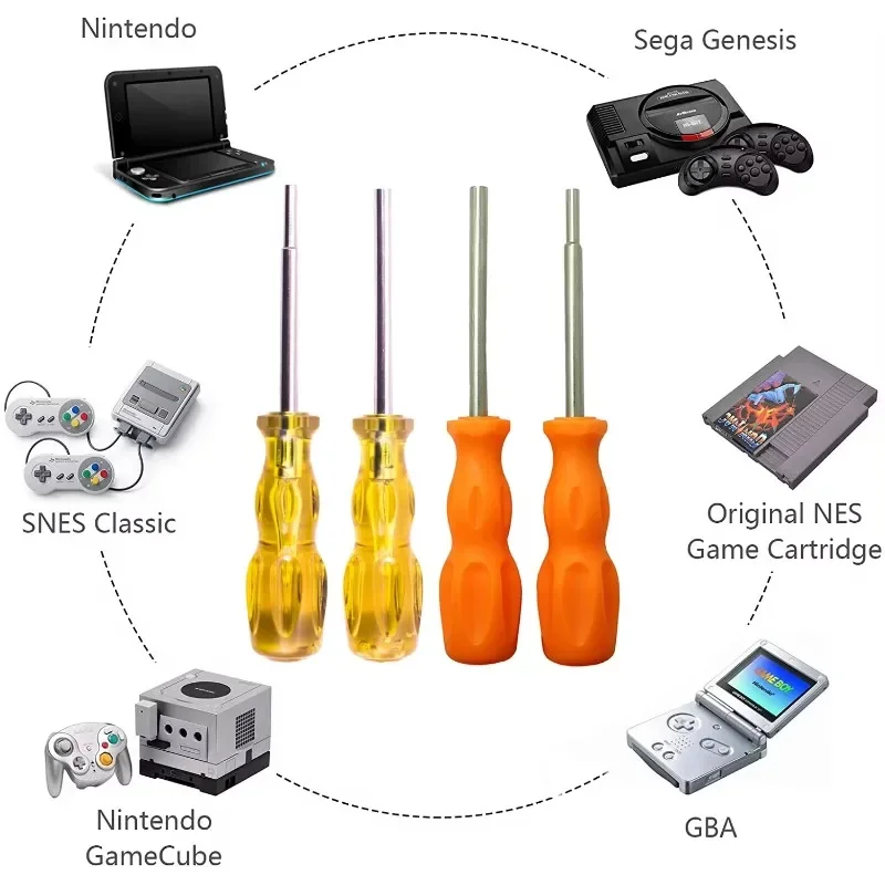 Game Machine Removal Screwdriver With Solid color Handle Magnetic Screwdriver Repair Tool Use For Nintendo SFC N64 Game Cube