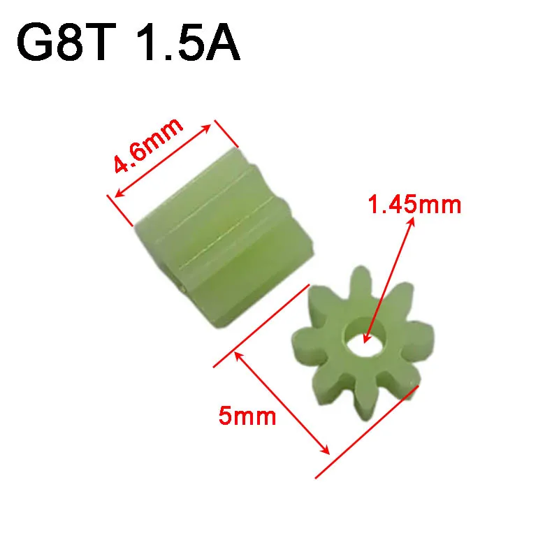 Green 81.5A 0.5M Small Pinion 8 Teeth OD=5mm Hole 1.5mm Plastic Gear DIY Model Motor Parts G8T1.5A