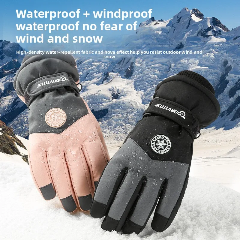 قفازات التزلج النسائية الشتاء قفازات ركوب الدراجات قفازات الصوف سميكة الدفء في الهواء الطلق والبرد واقية ركوب قفازات قطنية #3