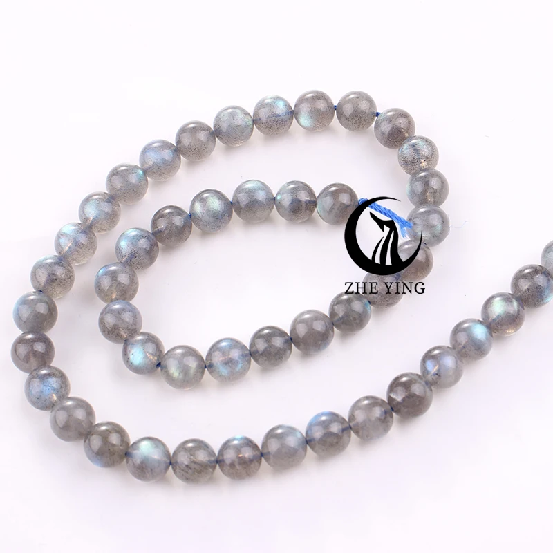 Zhe Ying Top Natural Argentina Bulb Labradorite Round Smooth Loose Gemstone Beads for Jewelry Making Bracelet Necklace DIY