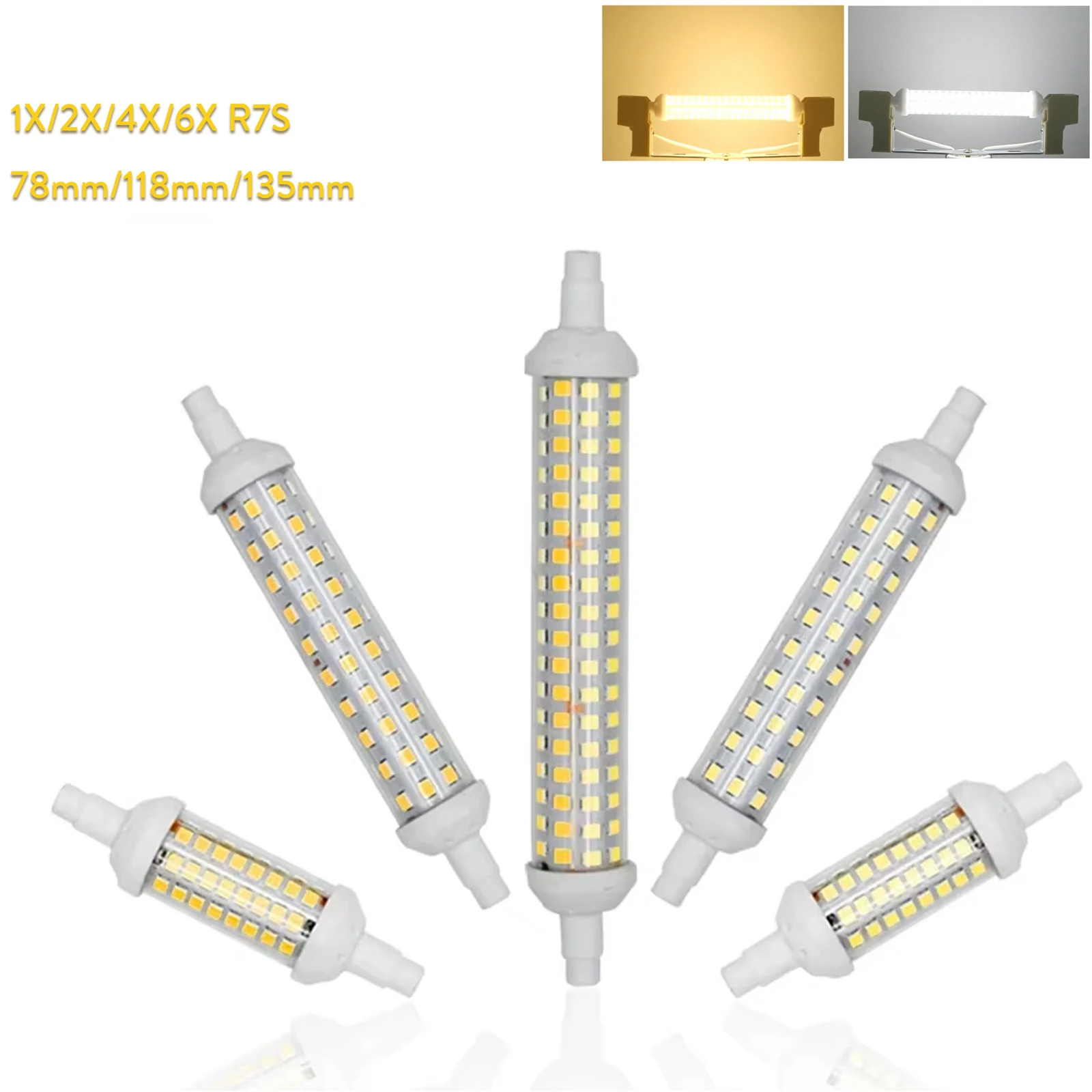 

6/4/2/1X Dimmable R7s Led Light Bulbs energy-saving brightness 144LEDs Dimming white Lamps power 78mm 220v lamp beam 15W J78 SMD