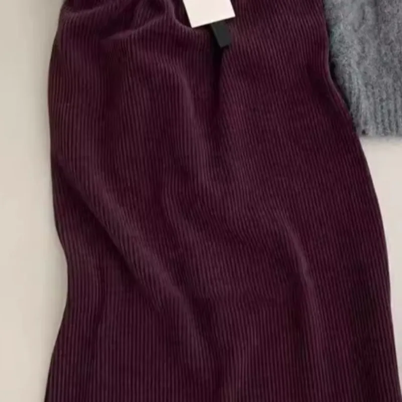 OCEANLOVE سروال قصير التنانير النساء الصلبة الخريف الشتاء ألف خط أنيقة تنورة طويلة الكورية موضة بسيطة عالية الخصر الرجعية Jupe فام #5