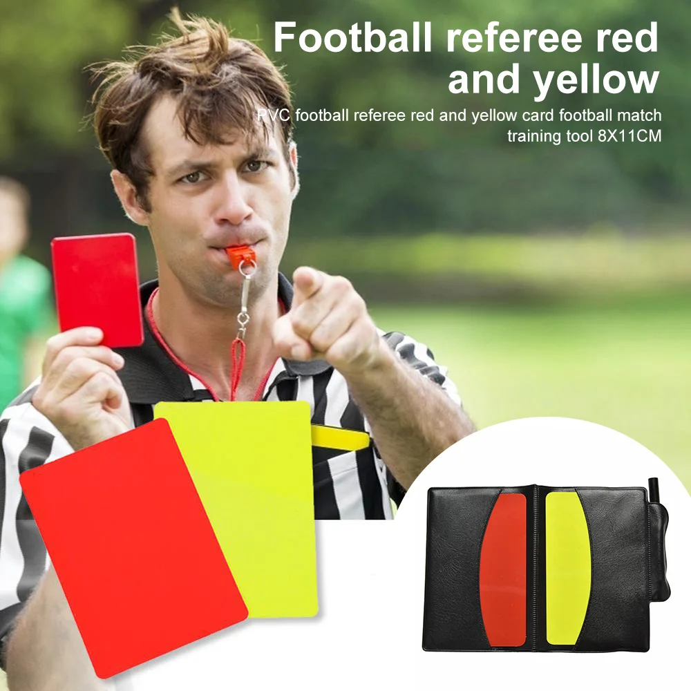 Football Soccer Referee Card Sets Warning Referee Red and Yellow Cards with Wallet Score Sheets Notebook Judge Accessories