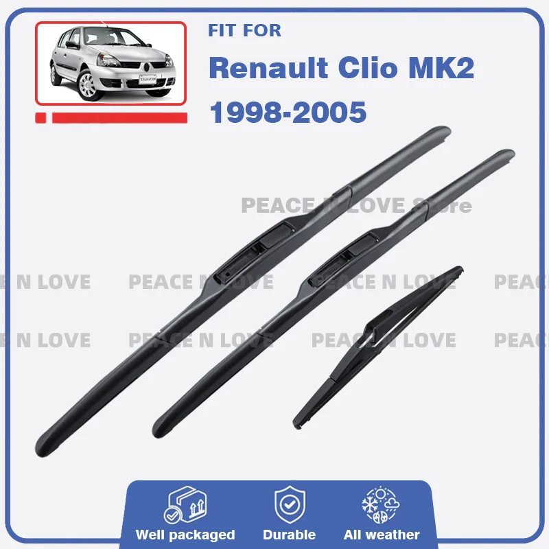 Escobillas de limpiaparabrisas delanteras y traseras para Renault Clio II MK2 1998-2005 Nissan Platina símbolo Taxi Express Cutter accesorios gancho en J