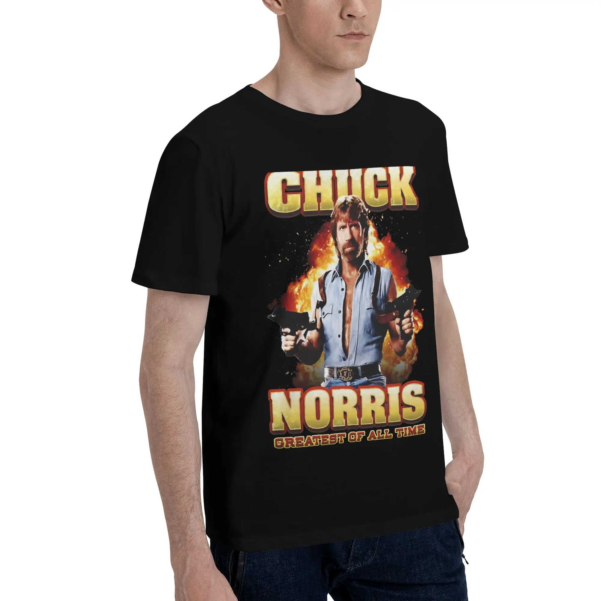 Greatest of all Time  Novelty 100% Cotton T-Shirt Chuck Norris Tops Tees For Men
