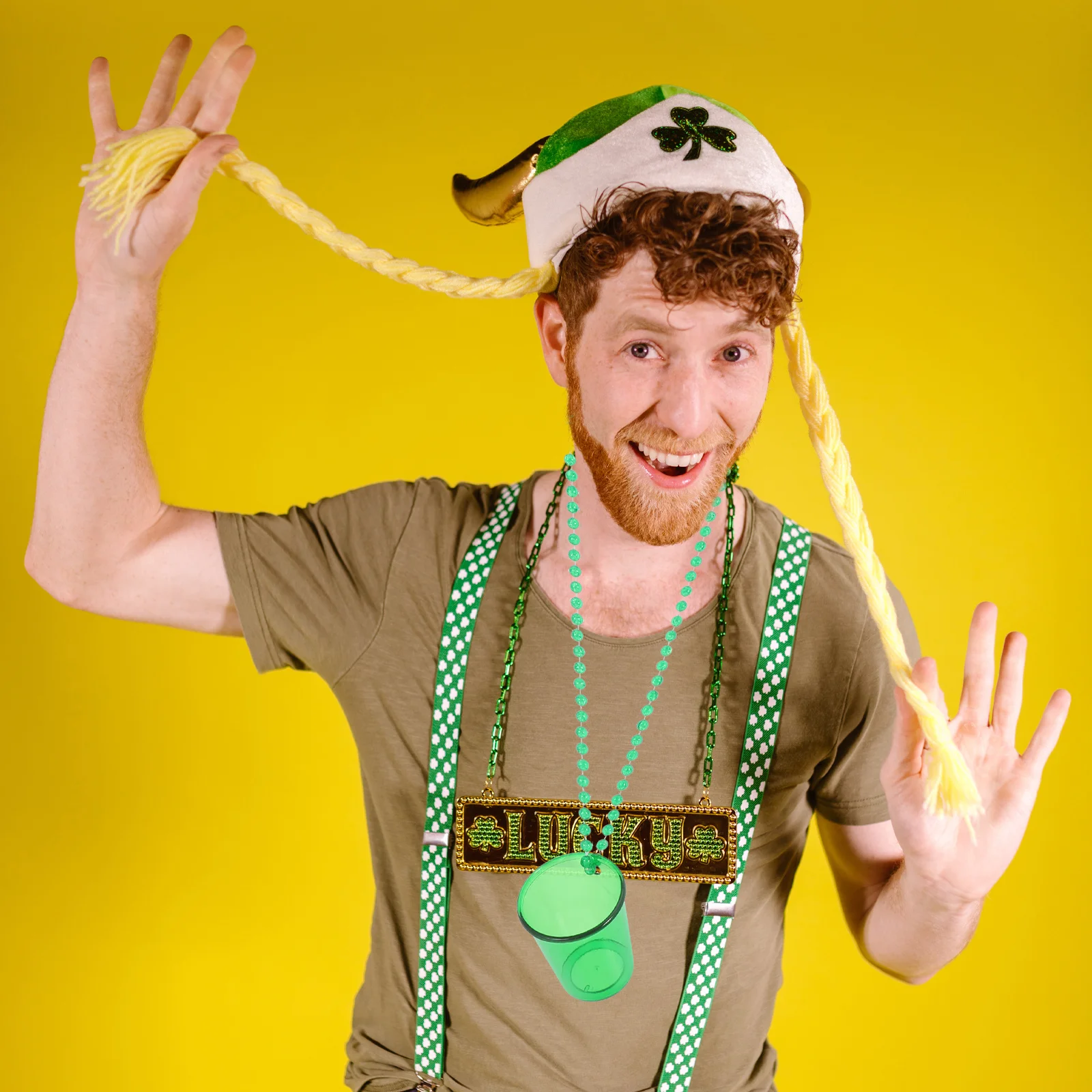 6 шт. Шотовые рюмки на бусы, зелёные вечерние подарки ко Дню Святого Патрика