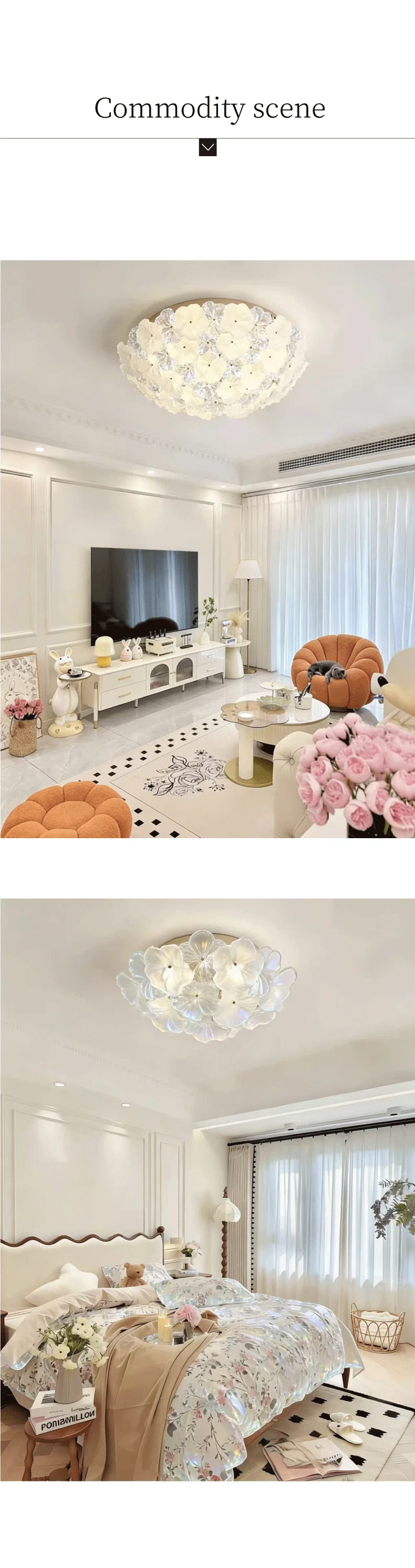 Flower Glass LED Ceiling Lights Living Room Home Pendant