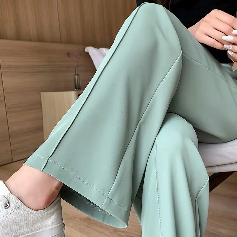 Pantalones rectos de pierna ancha para mujer, ropa informal de estilo coreano Y2k, traje de cintura alta de Color liso, primavera y verano, 2023