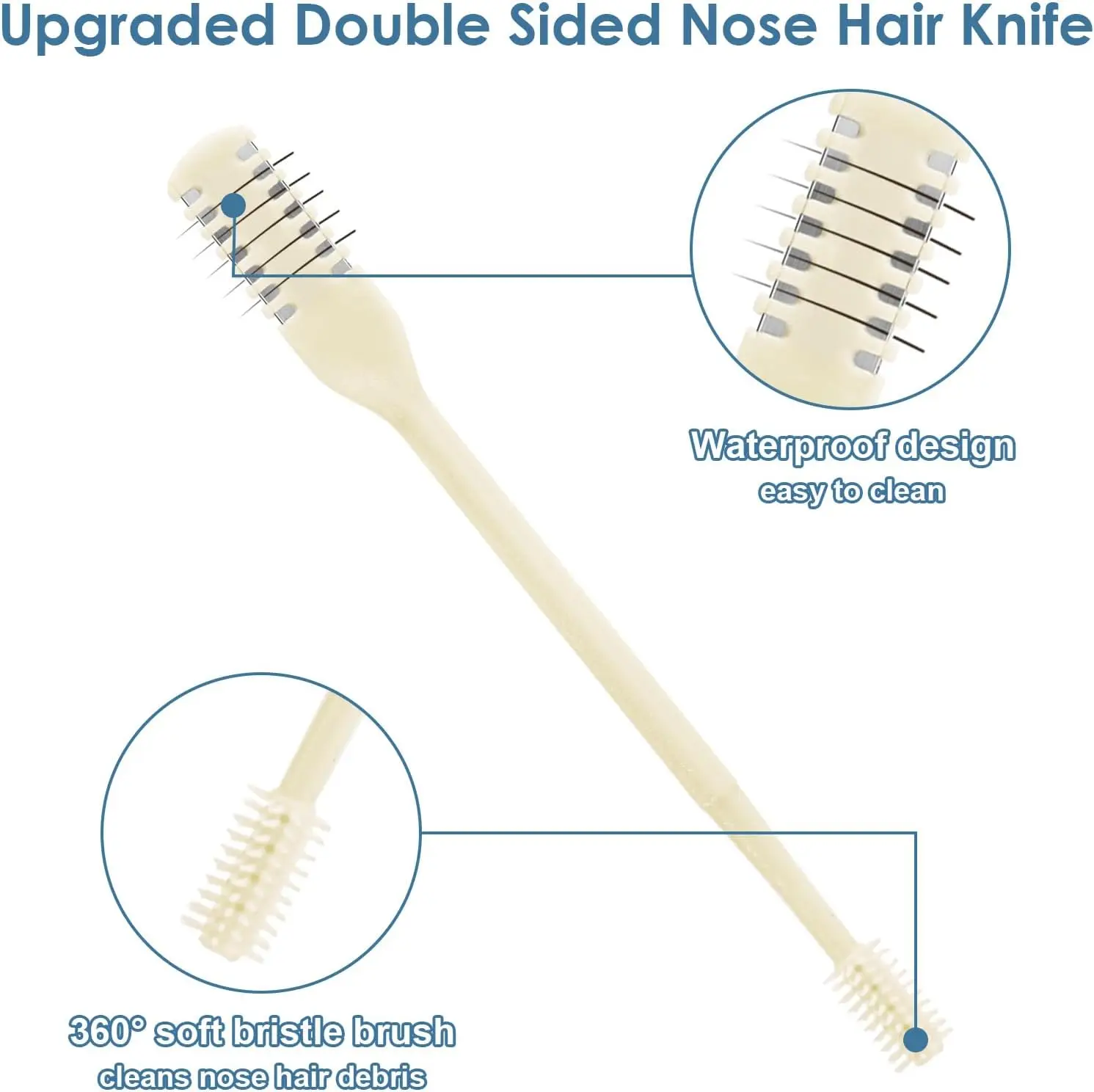 Nose Hair Trimmers 360 Degree Nose Hair Trimmers Double Head Rotating Washable Safe Formula Portable Hair Removal Accessoris 1pc