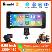 6.86 Inch Motorcycle Portable Waterproof Touch screen Wireless CarPlay Android Auto GPS Navigation Siri Voice Dual Bluetooth