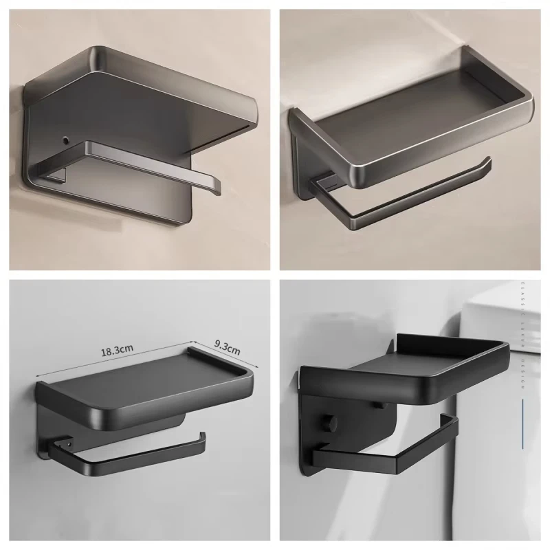 سبائك الألومنيوم حامل ورق المرحاض جدار جبل WC التخزين المنظم لفة ورقة حامل الرف الهاتف اكسسوارات الحمام