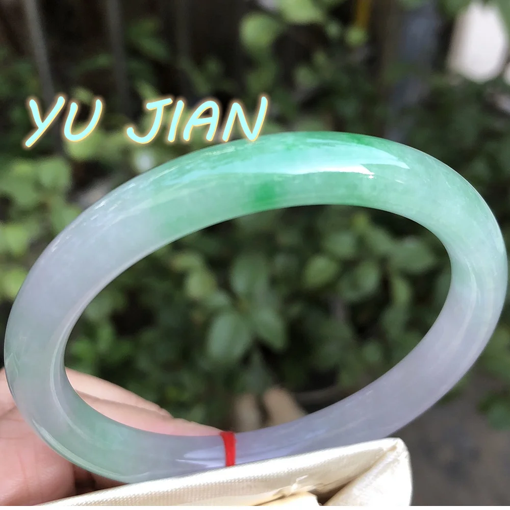 Rare Light-Green With Light Purple Jadeite Bangles High Quality Handring Exquisite Noble Elegant Jade Bracelet Fine Jewelry