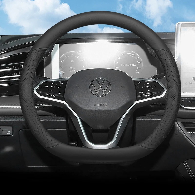 Leather Car Steering Wheel Cover for Volkswagen Tiguan 2015 2016 2017 2018 2019 2020 2021 2022 2023 2024 2025 2026 Accessories view 2