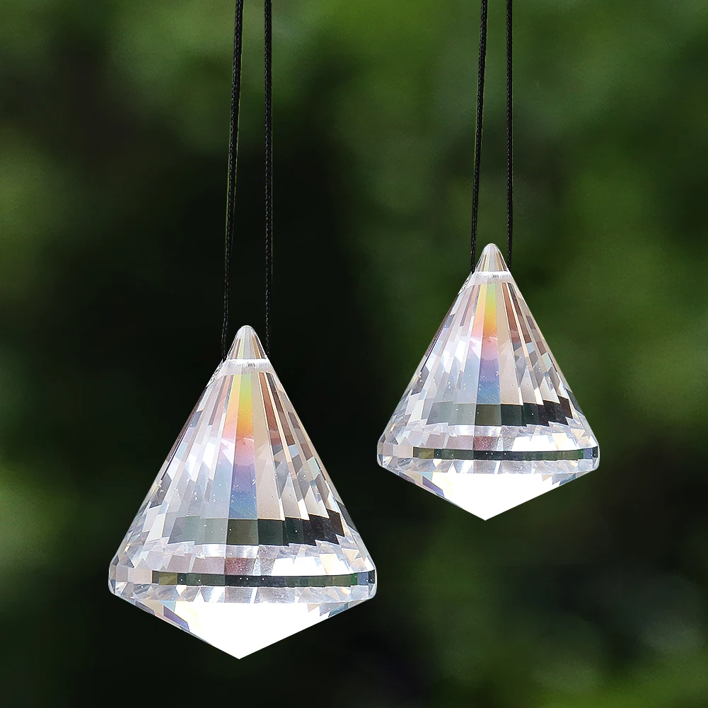 

40/50MM Laser Faceted Prism Conical Tapered Herkimer Diamond Glass Crystal Pendant Chandeliers Dangle Shiny Sun Catcher Supplies