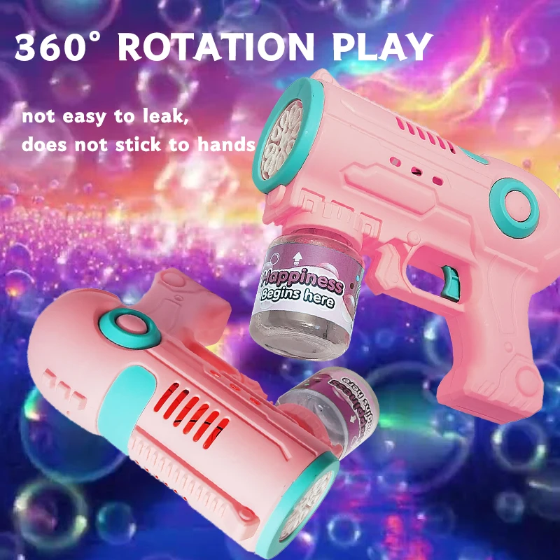 2 Bubble Guns with 2 Refill Solution (10 oz Total), Bubbles Maker, Blower, Machine Gun Blaster for Kids