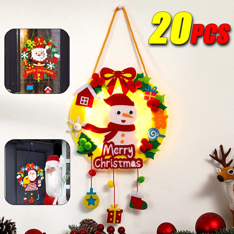 20PCS Christmas Garland with Lights DIY Creative Kids Handmade Creative Christmas Hanging Decoration Party Decoration