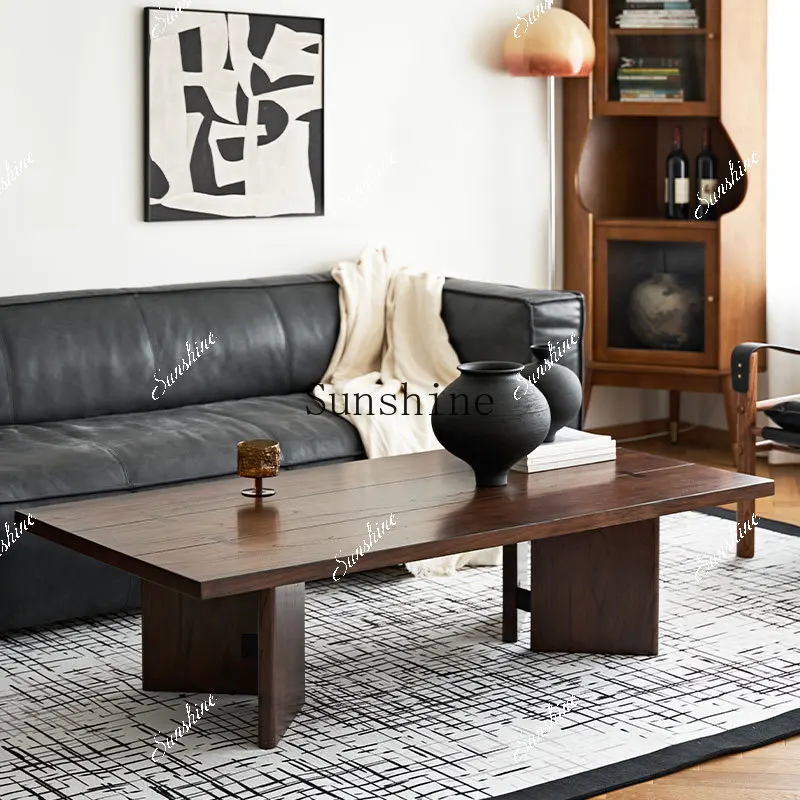 Medieval solid wood rectangular coffee table wabi sari simple tatami tea table  FT