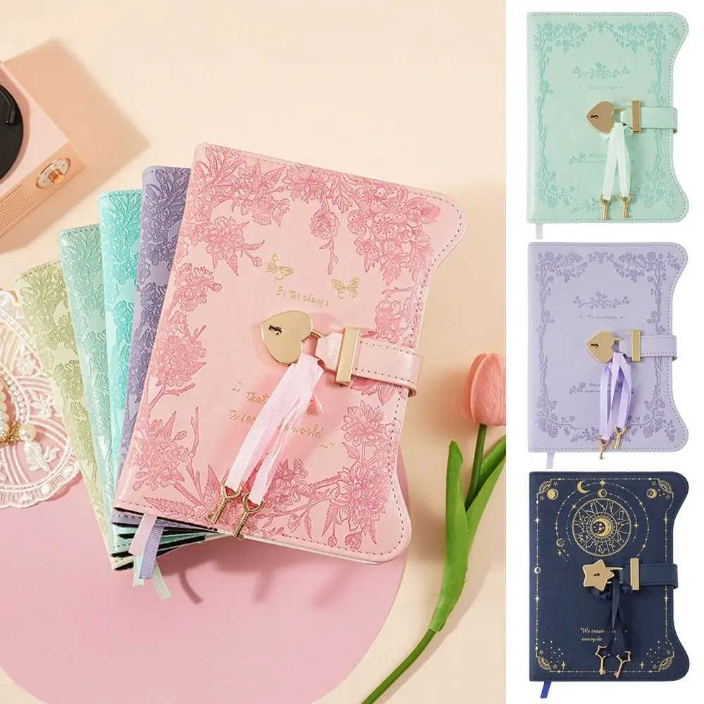 Business Gift with Love Lock Keys Diary Notebook B6 Size PU Leather Notepad 360 Pages Cute School Office Supplies