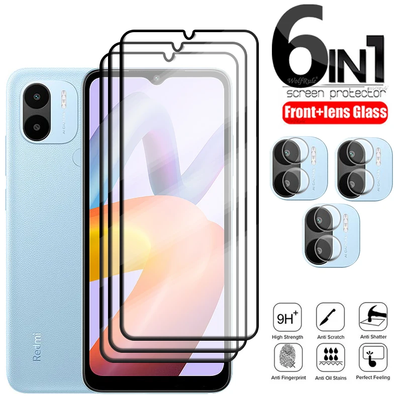 

6-in-1 For Xiaomi Redmi A2 Plus Glass For Redmi A2 Plus Full Cover 9H Phone Film Screen Protector For Redmi A2 Plus Lens Glass