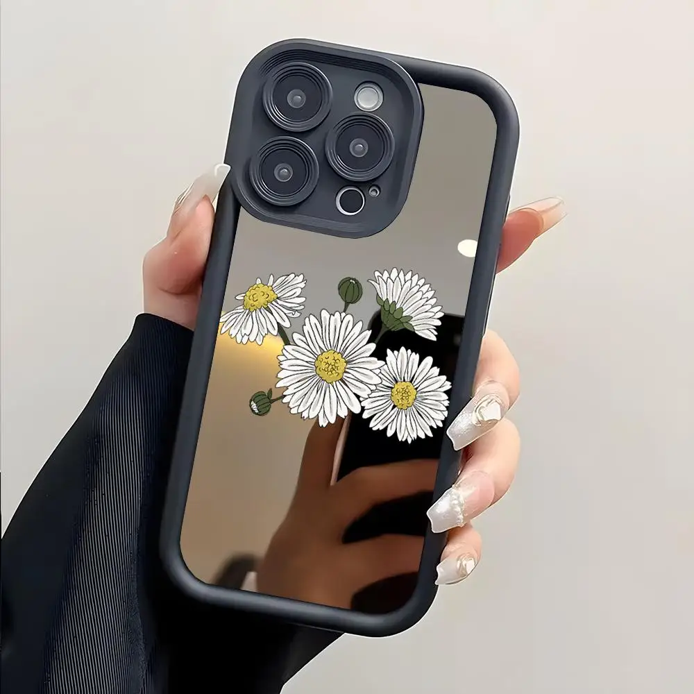 Rose Peony Cactus Flower Phone Case Sky Eye Mirror Phone Case For Iphone 16 12MAX 11 15 Mini 13 Pro X MAX 14 Plus XS Cover