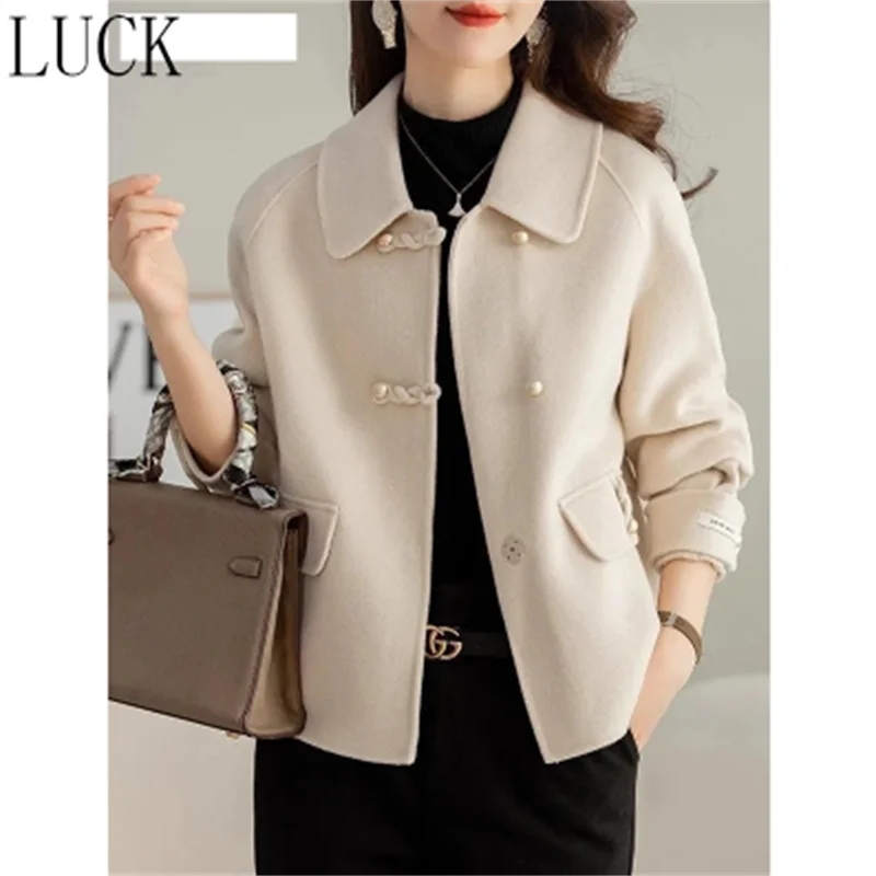 

Winter Coat Female Women Coat New Women's Autumn and Winter Wool Woolen Coat Loose Hand-sewn Double-sided Cashmere Coat Tide