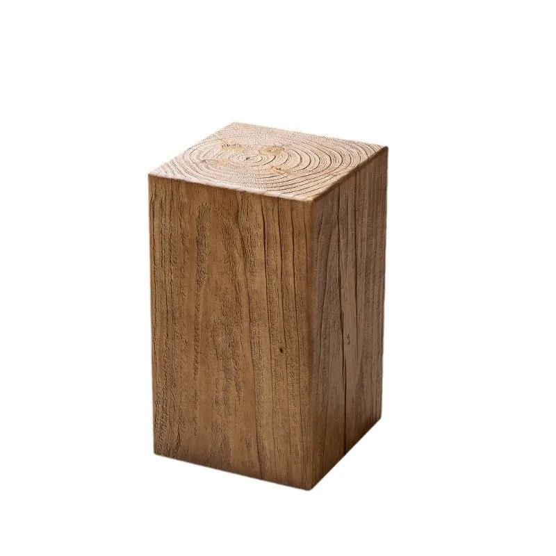 YJQ Homestay Ornament Base Wooden Stake Display Platform Base Carved Flower Frame Hotel Sofa Corner Table Solid Wood Stump