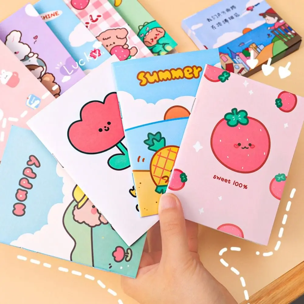 Mini bloc-notes de poche de dessin animé mignon, carnet de notes de poche, journal, mémo, portable, mini cahier, cadeau de récompense, 4 pièces