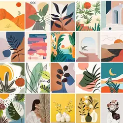 GATYZTORY Abstract Acrylic Painting By Numbers Plants And Landscape Handpainted For Adults Gift Wall Art Pictures With Numbers