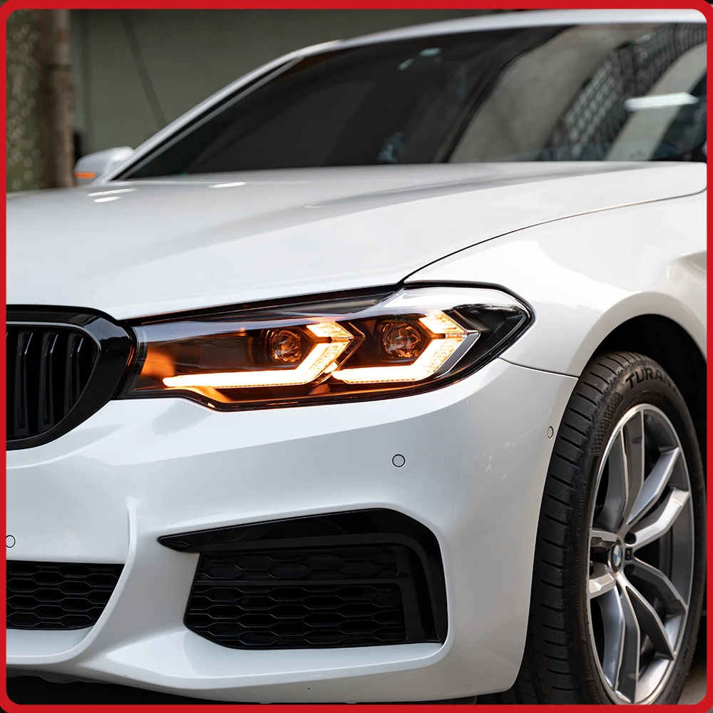 

For BMW 5 Series G30 2018-2021 Headlights Assembly Upgrade LED Lens Streamer Turn Signal Light Plug and Play Startup Effect