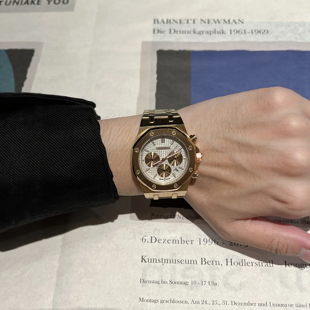 

Модные мужские часы, светящийся водонепроницаемый хронограф, мужские наручные часы с датой, квадратные кварцевые мужские часы из нержавеющей стали