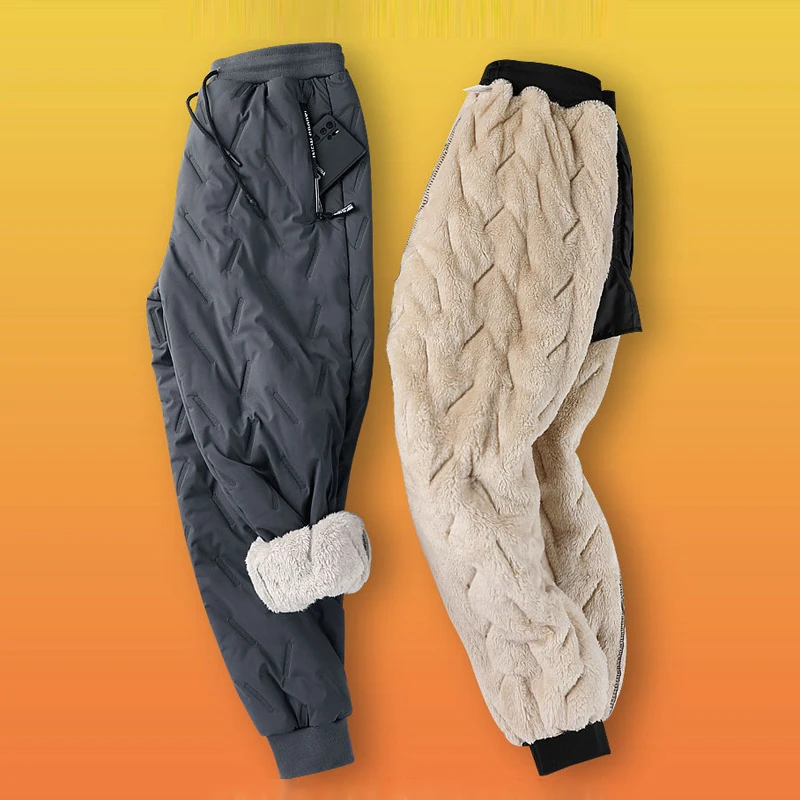 Homens inverno quente velo grosso calças de carga ao ar livre macacão calças lã cordeiro sweatpants à prova dwaterproof água calças de algodão tamanho grande 6xl