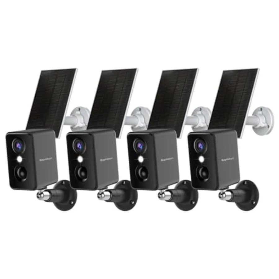 

Outdoor security cameras 4-pack: solar-powered wireless 2K cameras with PIR motion detection, color night vision, two spotlight