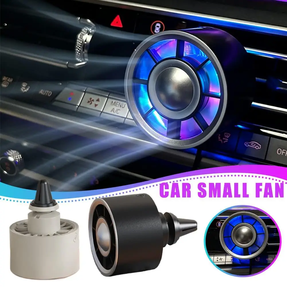 USB Car Air Vent Fan Portable Mini Cooling Fan Adjustable Wind Speed Ambient Light Universal Car Accessories view 4