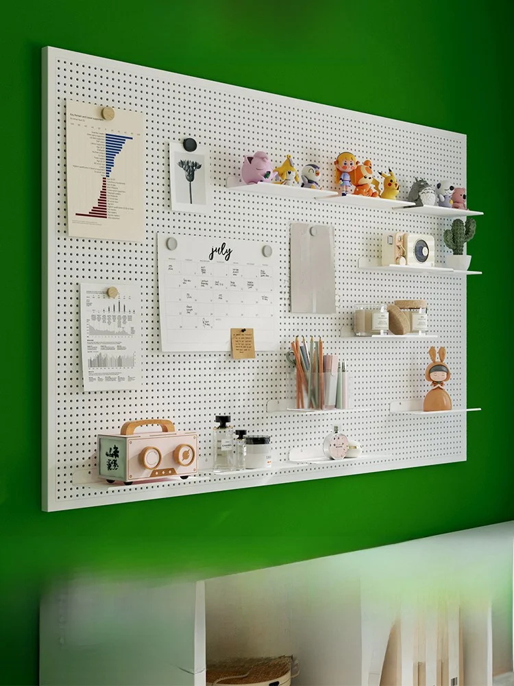 رف تخزين معدني مثقب يثبت على الحائط للمطبخ، منظم للأدوات، رف معدني مثقب، لوح تعليق جانبي