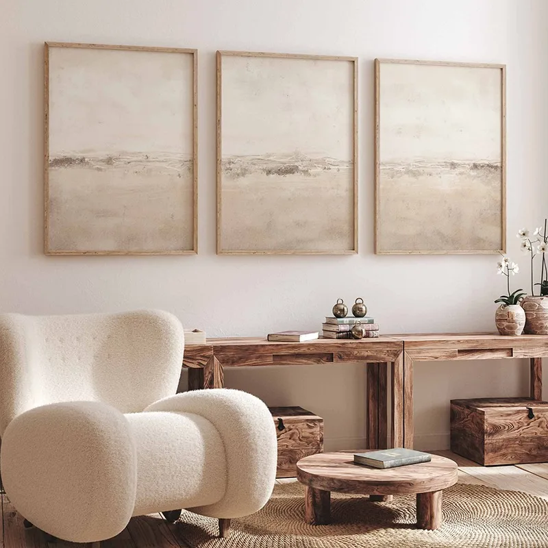 ملصقات ومطبوعات تجريدية بيج ، فن بسيط بسيط بسيط محايد على الطراز الاسكندنافي ، لوحة قماشية ، صورة جدارية لديكور غرفة المعيشة #1